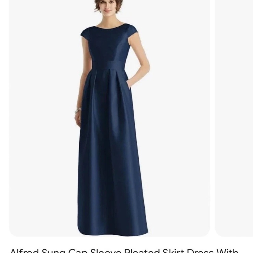 ALFRED SUNG Elegant Navy Maxi Dress